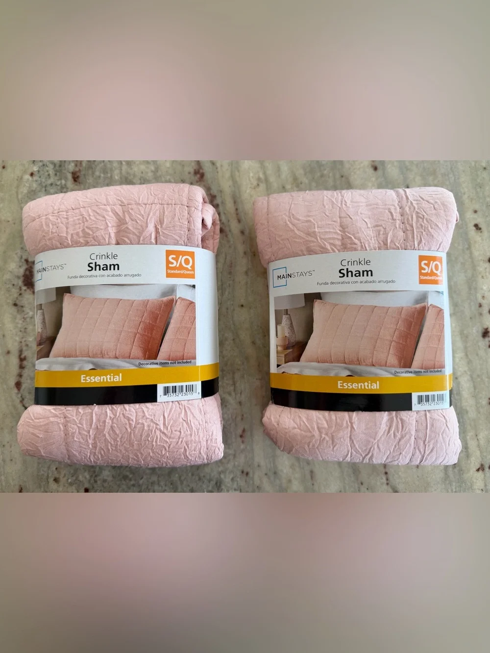 Mainstays Crinkle Sham Pair - Light Pink